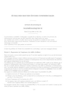 Mathématiques II 2003 Classe Prepa HEC (ECO) HEC