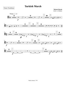 Partition ténor Trombone, Marcia turchesca, Turkish March, C major