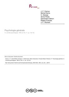 Psychologie générale - compte-rendu ; n°1 ; vol.84, pg 132-142