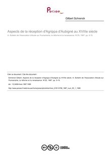 Aspects de la réception d Agrippa d Aubigné au XVIIIe siècle - article ; n°1 ; vol.25, pg 5-15