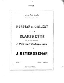 Partition Score (Piano reduction), Morceau de Concert, Op.31, Demersseman, Jules