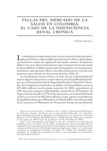 Fallas del mercado de la salud en Colombia: el caso de la insuficiencia renal crónica (ealth Market Failures in Colombia: the Chronic Renal Insufficiency Case )