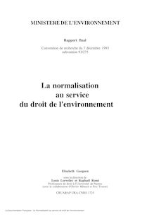 La normalisation au service du droit de l environnement : rapport final