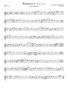 Partition ténor viole de gambe 2, octave aigu clef, Fantasia pour 5 violes de gambe, RC 46