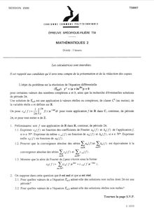 Mathématiques 2 2000 Classe Prepa TSI Concours Instituts Nat. Polytechniques (INP - ENSI)