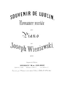 Partition complète, Souvenir de Lublin, Op.12, Romance variee, Wieniawski, Józef