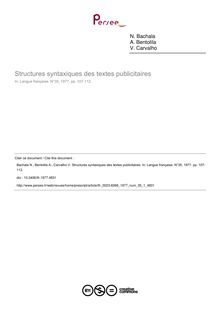 Structures syntaxiques des textes publicitaires - article ; n°1 ; vol.35, pg 107-112