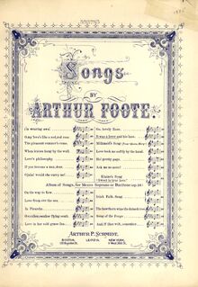 Partition Cover Page (color), 3 chansons, Foote, Arthur