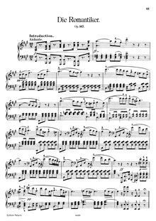 Partition Transcription pour piano solo, Die Romantiker, Op.167