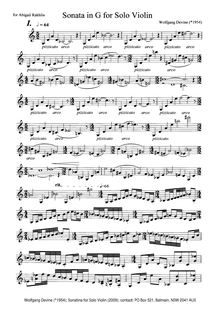 Partition complète, Sonata pour Solo violon, Devine, Wolfgang Volkmar Franziskus