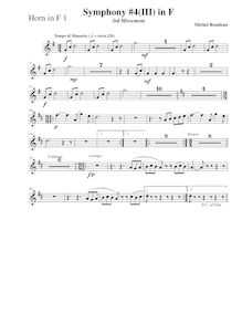 Partition cor 1 (F), Symphony No.4  Pastorale , Symphony on Canadian Folk Themes par Michel Rondeau