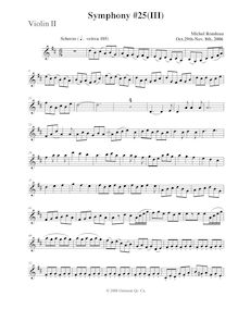 Partition violons II, Symphony No.25, A major, Rondeau, Michel par Michel Rondeau