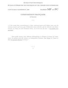 Composition française 1999 Classe Prepa PC Ecole Supérieure de Physique et de Chimie Industrielles