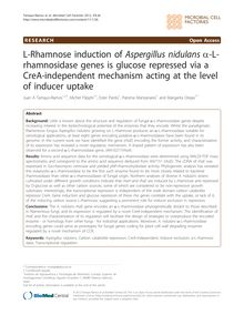 L-Rhamnose induction of Aspergillus nidulansα-L-rhamnosidase genes is glucose repressed via a CreA-independent mechanism acting at the level of inducer uptake