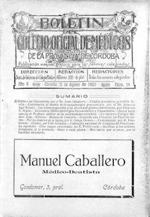 Boletín del Colegio Oficial de Médicos de la Provincia de Córdoba, n. 014 (1922)