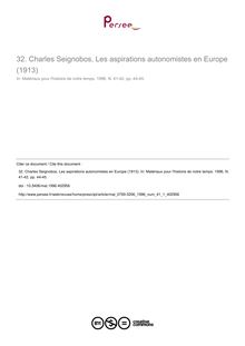 32. Charles Seignobos, Les aspirations autonomistes en Europe (1913) - article ; n°1 ; vol.41, pg 44-45