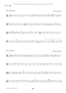 Partition ténor en C3 clef  (Galliard + Coranta), Newe ausserlesene Paduanen, Galliarden, Cantzonen, Allmand und Couranten