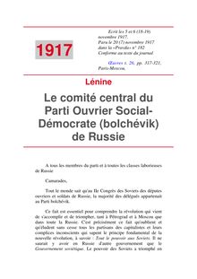 Le comité central du Parti Ouvrier Social-Démocrate (bolchévik) de Russie