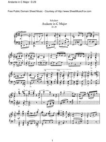 Partition complète, Andante en C major, D.29, Schubert, Franz par Franz Schubert