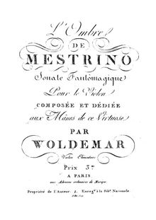 Partition L Ombre de Mestrino, Fantomagic sonates, Woldemar, Michel