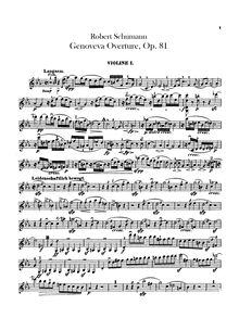 Partition violons I, II, Genoveva, Op.81, Schumann, Robert