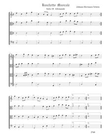 Partition  18, Allemande - partition complète (Tr A T B), Banchetto Musicale
