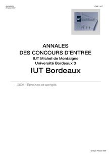 Concours d entrée 2004 Institut de Journalisme de Bordeaux