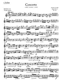 Partition violon I, violon Concerto en A minor, RV 356, A minor