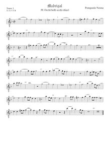 Partition ténor viole de gambe 1, octave aigu clef, Madrigali a 5 voci, Libro 5 par Pomponio Nenna