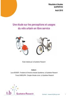 Une étude sur les perceptions et usages du vélo urbain en libre ...