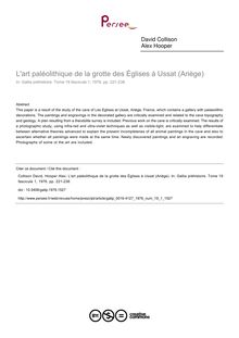 L art paléolithique de la grotte des Églises à Ussat (Ariège) - article ; n°1 ; vol.19, pg 221-238