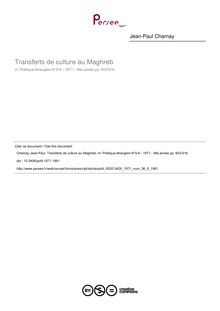 Transferts de culture au Maghreb - article ; n°5 ; vol.36, pg 603-616
