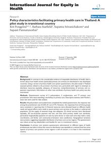 Policy characteristics facilitating primary health care in Thailand: A pilot study in transitional country