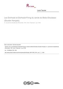 Les Dorhosié et Dorhosié-Finng du cercle do Bobo-Dioulasso (Soudan français). - article ; n°1 ; vol.1, pg 61-86