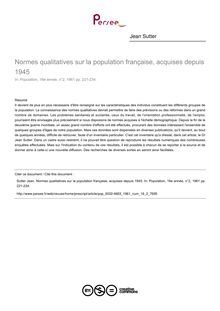 Normes qualitatives sur la population française, acquises depuis 1945 - article ; n°2 ; vol.16, pg 221-234