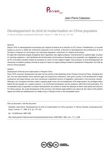 Développement du droit et modernisation en Chine populaire - article ; n°2 ; vol.17, pg 107-120
