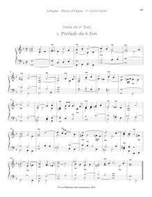 Partition , Prélude du 6.Ton, Livre d orgue No.1, Premier Livre d Orgue