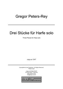 Partition Drei Stücke für Harfe, Three pièces pour harpe, Peters-Rey, Gregor