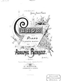 Partition complète, Canon pour Piano, Henselt, Adolf von