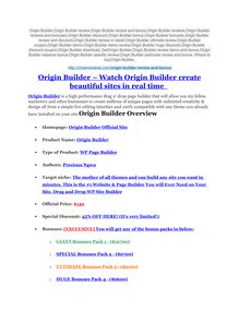 Origin Builder REVIEW & Origin Builder (SECRET) Bonuses