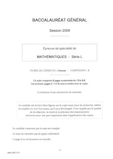 Sujet du bac L 2009: Mathématique