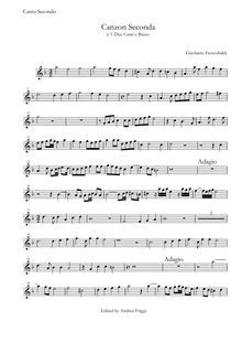 Partition Canto secondo, Canzon Seconda à 3 Due Canti e Basso, Frescobaldi, Girolamo