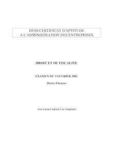 Droit et Fiscalité 2001 IAE de Paris (MAE)