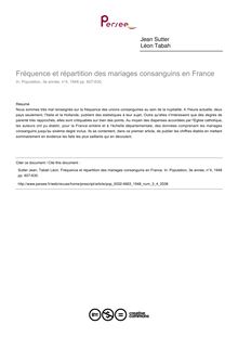 Fréquence et répartition des mariages consanguins en France - article ; n°4 ; vol.3, pg 607-630