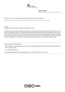 Kant, les Lumières et la Révolution française - article ; n°1 ; vol.104, pg 49-59