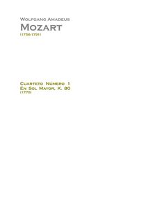 Partition complète, corde quatuor No.1, Lodi Quartet, G major, Mozart, Wolfgang Amadeus par Wolfgang Amadeus Mozart