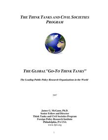 THE GLOBAL"GO-TO THINK TANKS