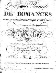 Partition complète, Voyage à Barege, Romance nouvelle, G minor, Wacher, Pierre Jean