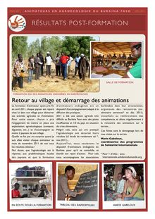 Resultat post-formation animateurs en agroecologie du Burkina