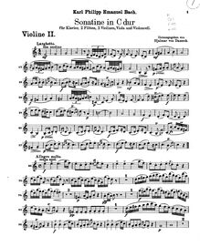 Partition violon 2, Sonatina en C major, C major, Bach, Carl Philipp Emanuel